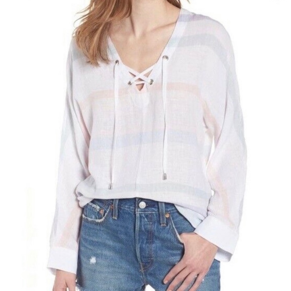 Rails Linen Lily Seychelles Multicolor Stripe Top